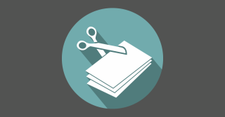 Icon Schere schneidet Papier Grün